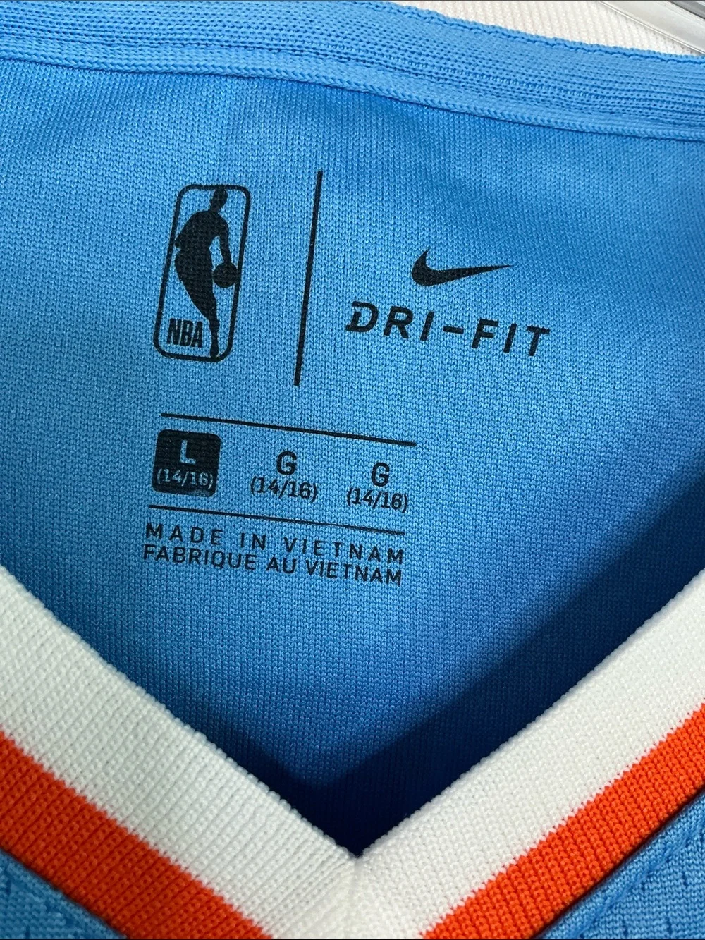 Nike LA Clippers Leonard #2 Basketball Jersey Blue, Orange & White Youth Size L
